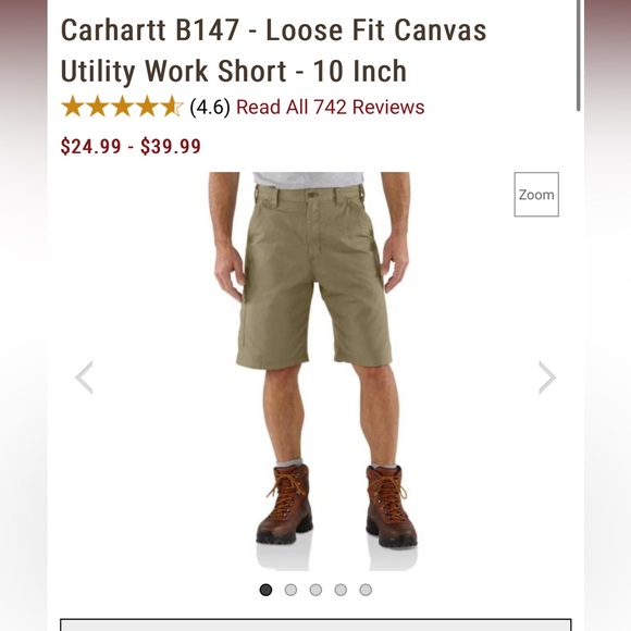 Men’s Carhartt big and tall loose fit canvas size 46 utility shorts - Picture 6 of 7